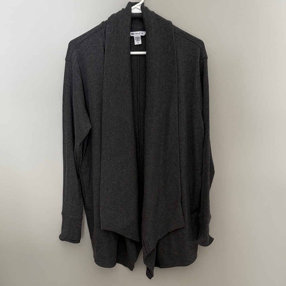 Athleta Women's Charcoal Grey Open Knit Cardigan - M - like new